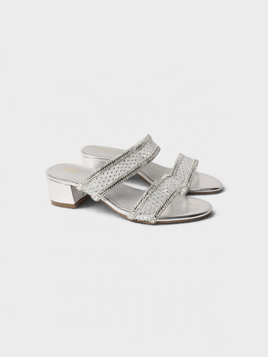 Silver Formal Heeled Slippers 8103105