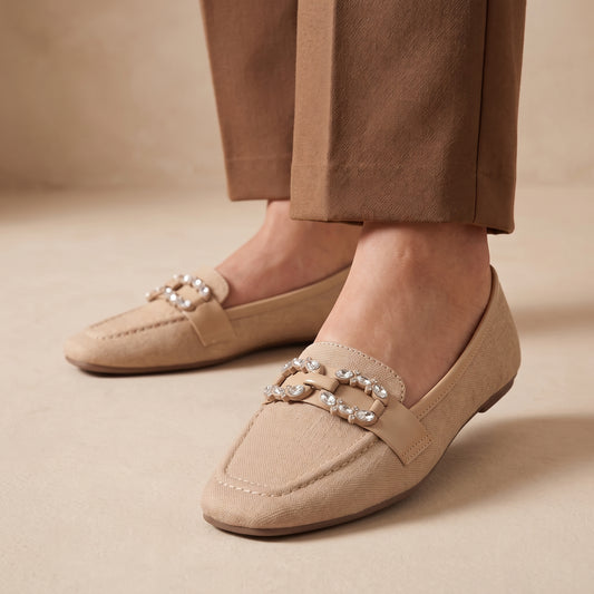 Dark Beige Casual Moccasins 8004409