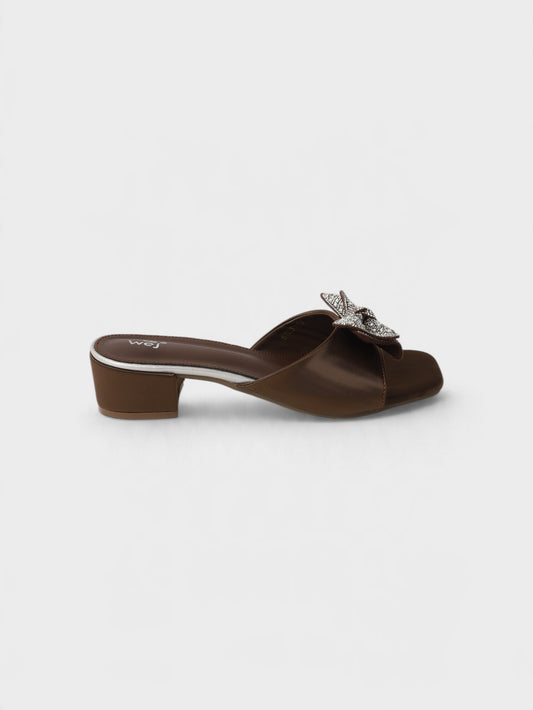 Brown Formal Heeled Slippers 8103118