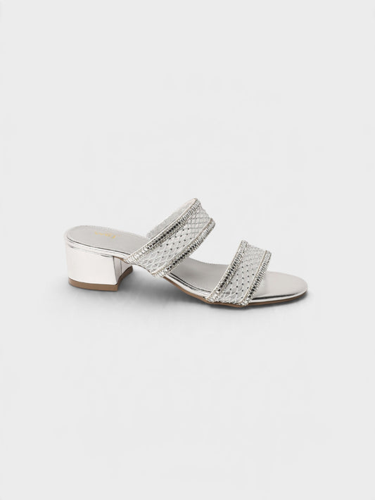Silver Formal Heeled Slippers 8103105