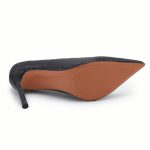 Black Textured Python-Effect Pointed-Toe Stiletto Heels - Image 6