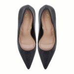Black Textured Python-Effect Pointed-Toe Stiletto Heels - Image 7