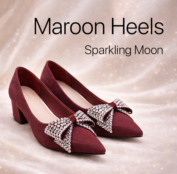 Maroon Heels Sparkling Moon